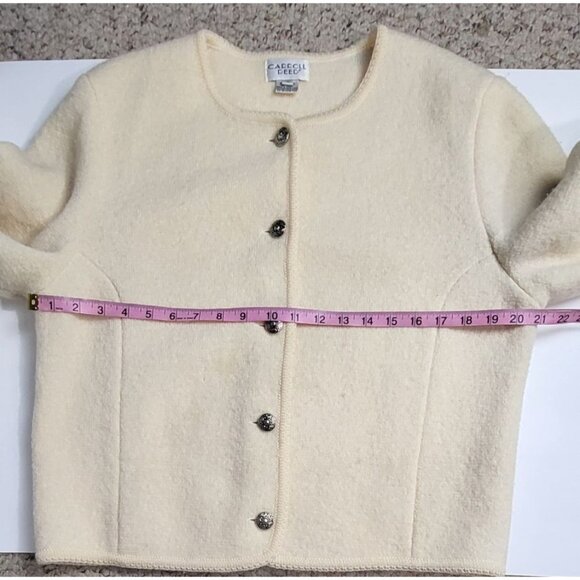 Carroll Reed Vintage Womens Wool Cardigan Sweater Silver Buttons Size 12 Large - Picture 8 of 13